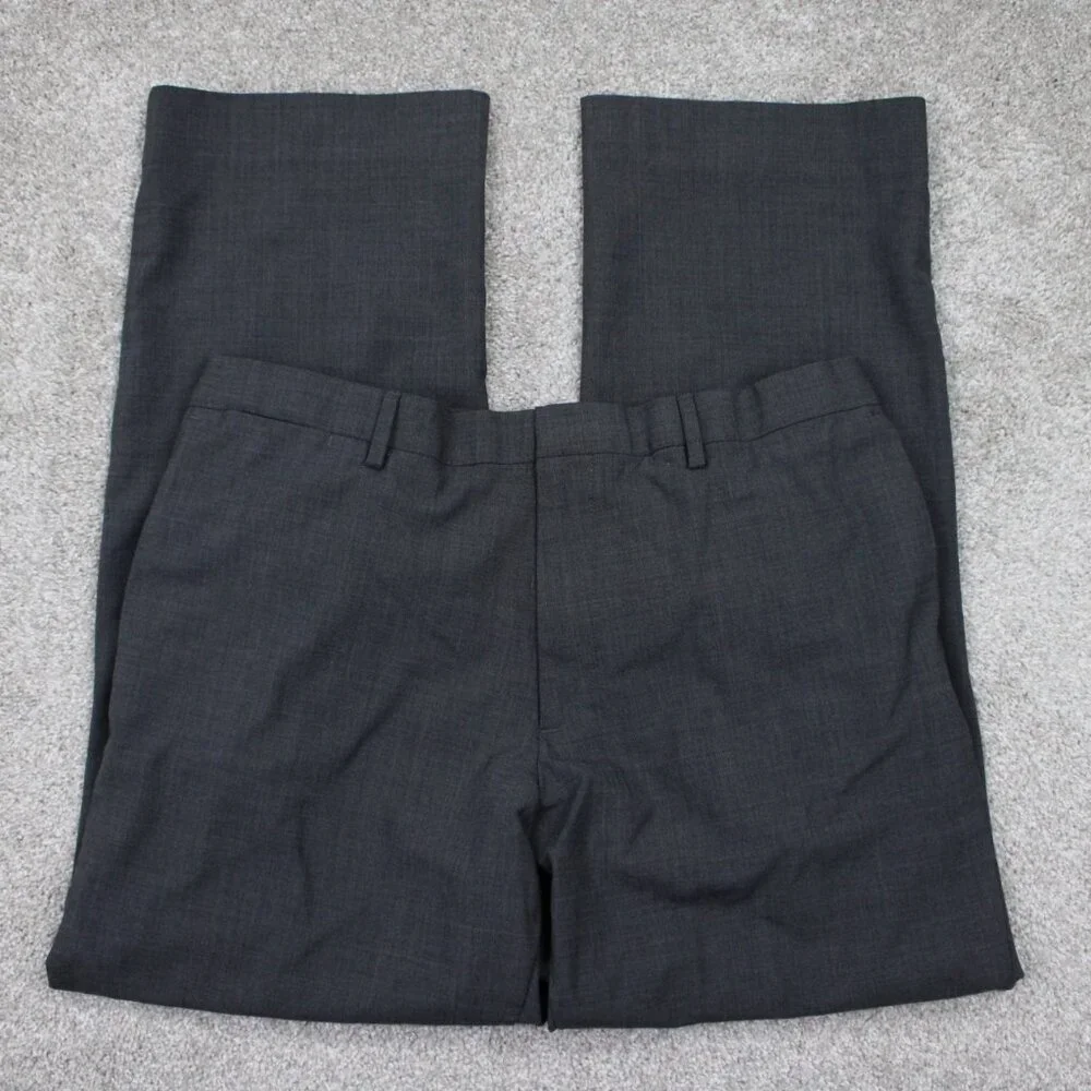 Banana Republic Dress Pants Men 35x32 Gray Wool Stretch Flat Front Acetate Lined